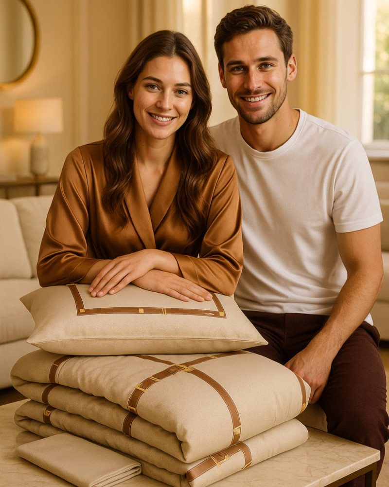 C. Belt Satin DUVET COVER Borbonese