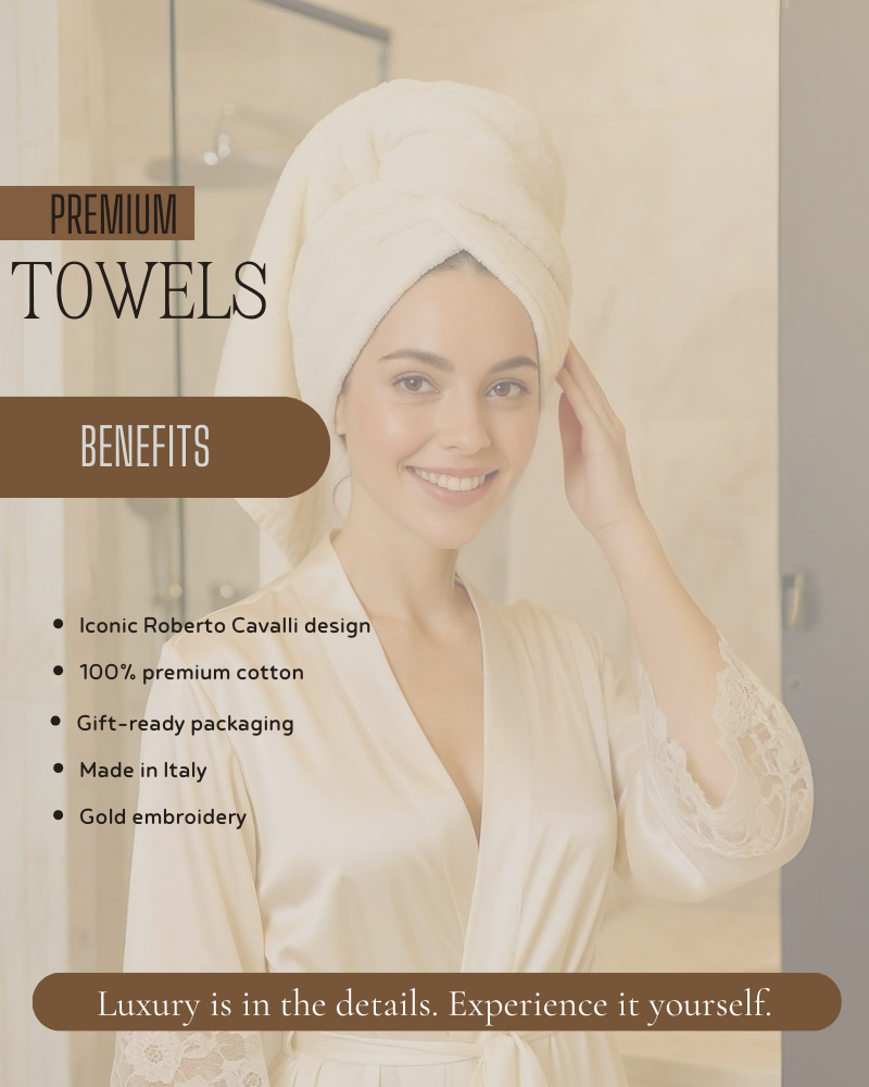 Set of towels 2 pcs. Gold New Roberto Cavalli