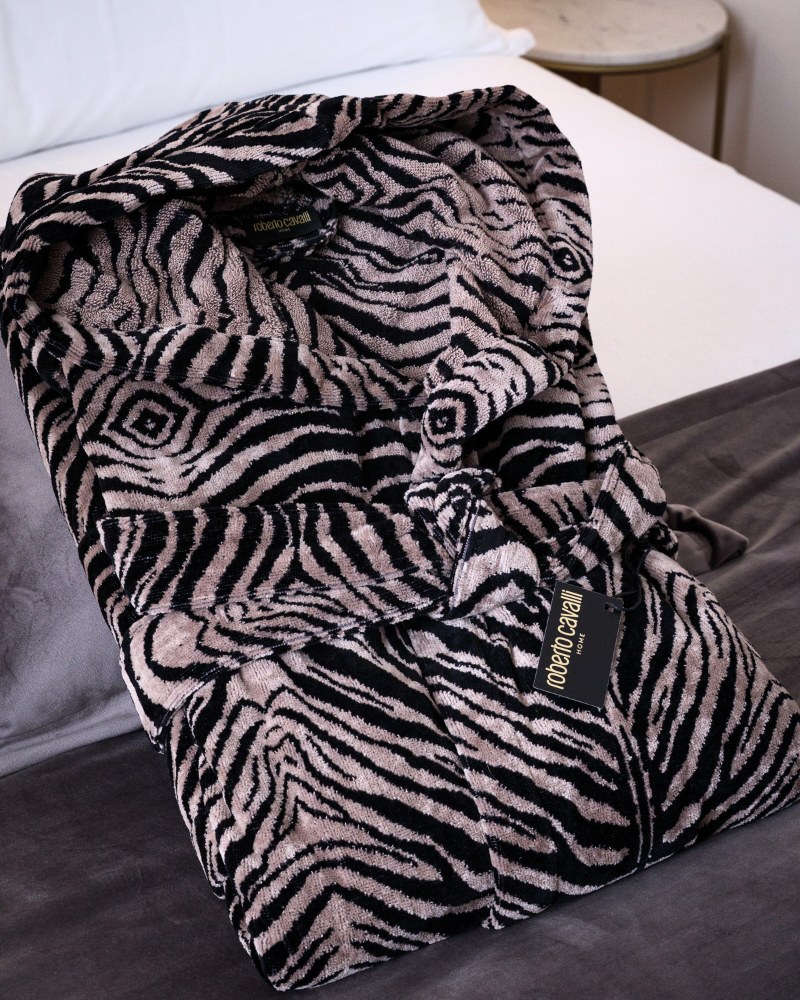 Hooded Bathrobe MIRROR ZEBRA Roberto Cavalli