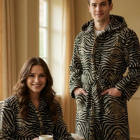 Hooded Bathrobe MIRROR ZEBRA Roberto Cavalli