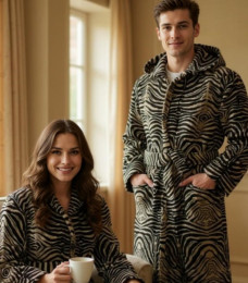 Hooded Bathrobe MIRROR ZEBRA Roberto Cavalli