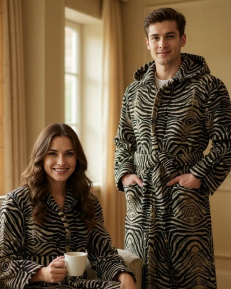 Hooded Bathrobe MIRROR ZEBRA Roberto Cavalli