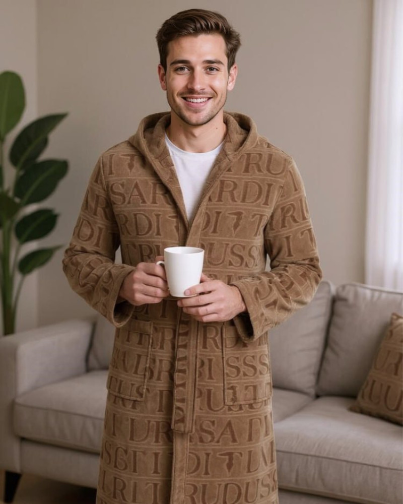 Hooded Bathrobe Overlogo Trussardi 